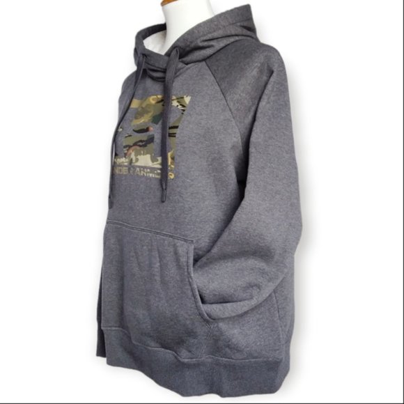 NWT Under Armour ColdGear Hoodie Size Large Grey Forest Camo Logo Fleece Lined - Picture 6 of 9